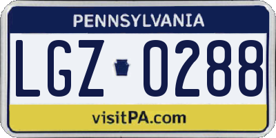 PA license plate LGZ0288