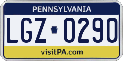 PA license plate LGZ0290
