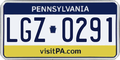 PA license plate LGZ0291