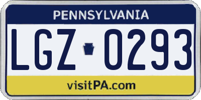 PA license plate LGZ0293