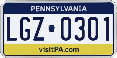 PA license plate LGZ0301