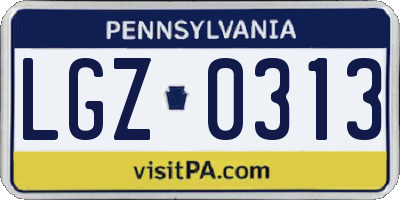 PA license plate LGZ0313