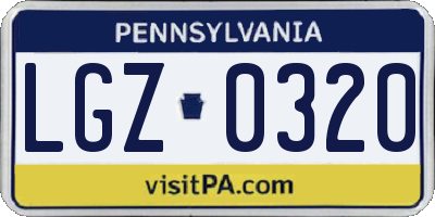 PA license plate LGZ0320