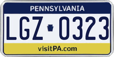 PA license plate LGZ0323
