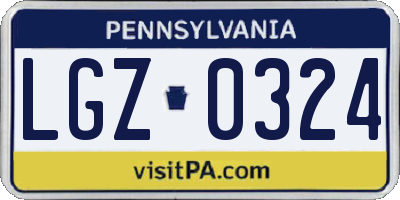 PA license plate LGZ0324