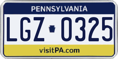 PA license plate LGZ0325