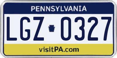 PA license plate LGZ0327