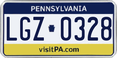 PA license plate LGZ0328