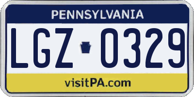 PA license plate LGZ0329