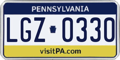 PA license plate LGZ0330