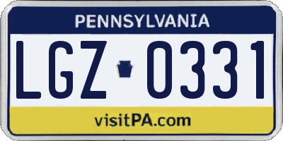 PA license plate LGZ0331