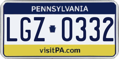 PA license plate LGZ0332