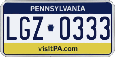 PA license plate LGZ0333