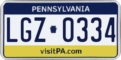 PA license plate LGZ0334