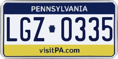 PA license plate LGZ0335