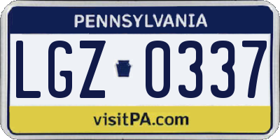PA license plate LGZ0337