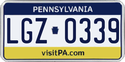 PA license plate LGZ0339