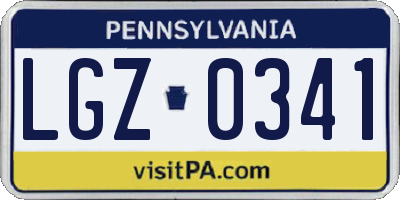 PA license plate LGZ0341