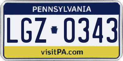 PA license plate LGZ0343