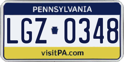 PA license plate LGZ0348