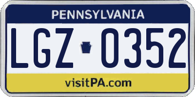 PA license plate LGZ0352