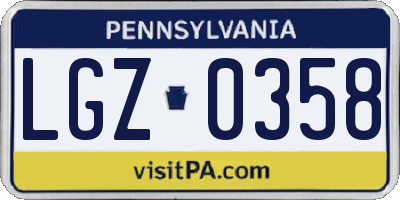 PA license plate LGZ0358