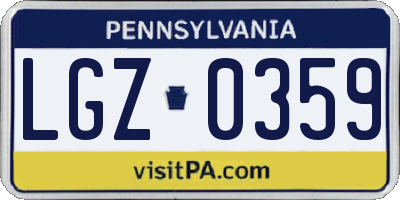 PA license plate LGZ0359