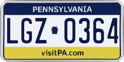 PA license plate LGZ0364