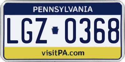 PA license plate LGZ0368