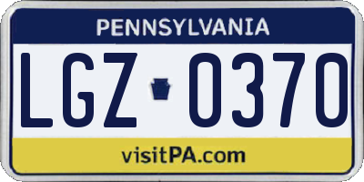PA license plate LGZ0370