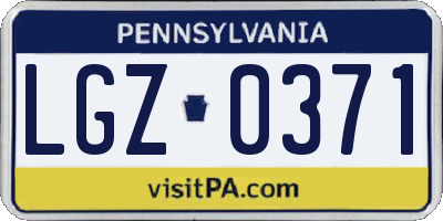 PA license plate LGZ0371