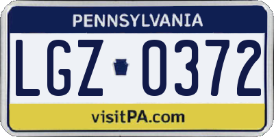 PA license plate LGZ0372