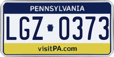 PA license plate LGZ0373