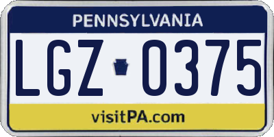 PA license plate LGZ0375