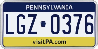 PA license plate LGZ0376