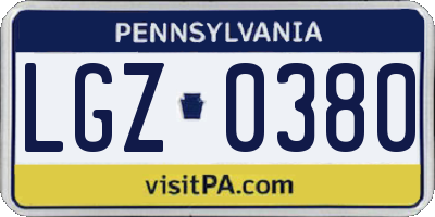 PA license plate LGZ0380