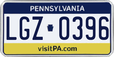 PA license plate LGZ0396