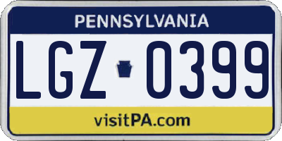 PA license plate LGZ0399