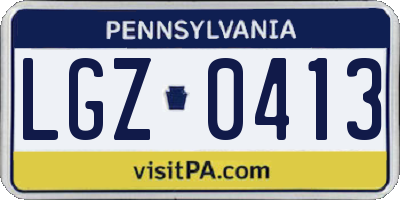 PA license plate LGZ0413