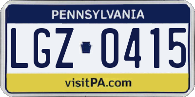 PA license plate LGZ0415