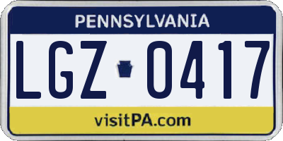 PA license plate LGZ0417