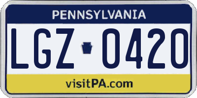 PA license plate LGZ0420