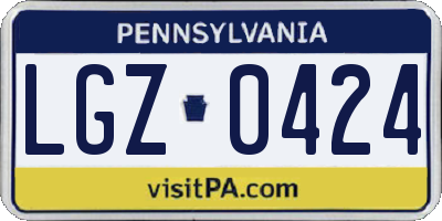 PA license plate LGZ0424