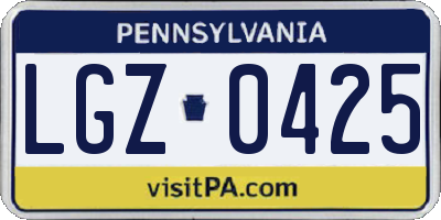 PA license plate LGZ0425