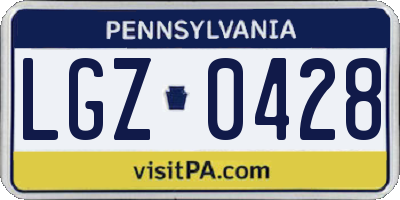 PA license plate LGZ0428