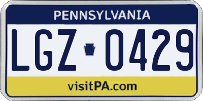 PA license plate LGZ0429
