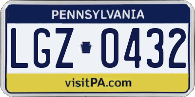 PA license plate LGZ0432