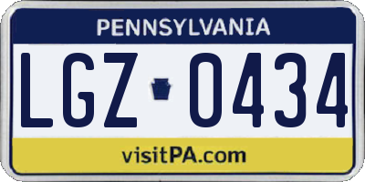 PA license plate LGZ0434