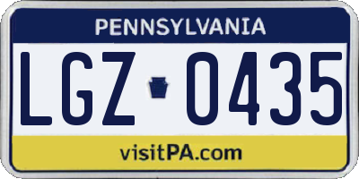 PA license plate LGZ0435