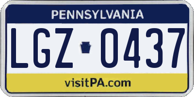PA license plate LGZ0437